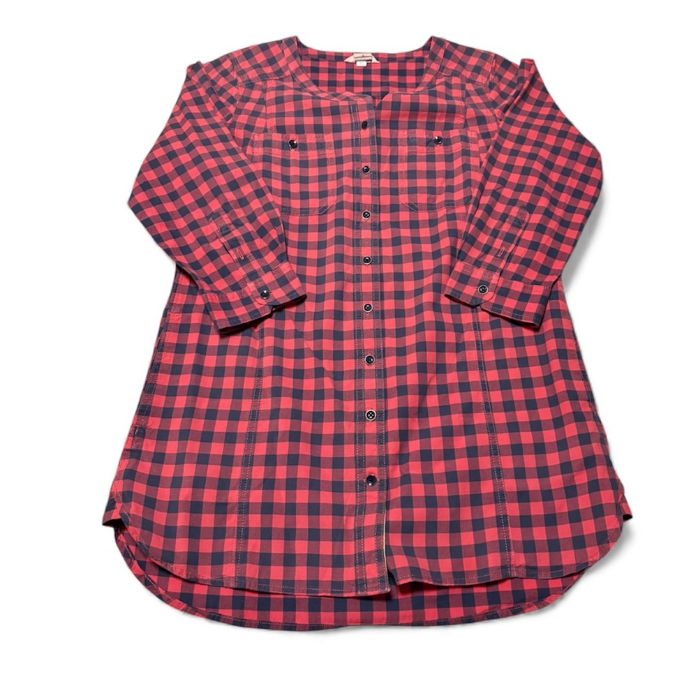 Duluth Trading Co Red and Blue Plaid Blouse